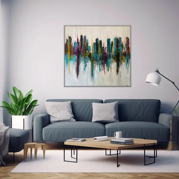 City Lines - Abstract Acrylic Texture Painting20x20 CanvasColorful Art